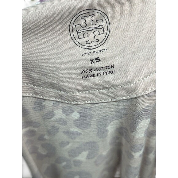 Tory Burch XS Leopard Floral Tee Shirt Artsy Preppy Academia Top Cotton Designer - Picture 10 of 10